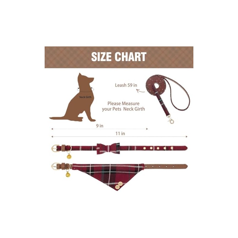 KOOLTAIL- Conjunto de collar y correa para perros pequeños con