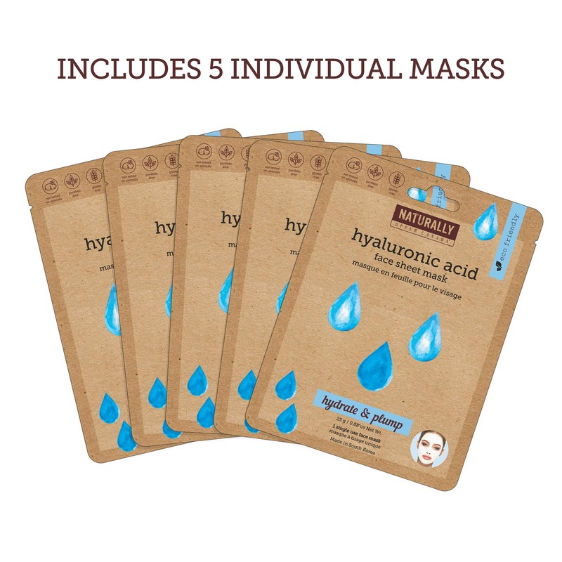 Naturally 30 Hydrating Hyaluronic Acid Infused Sheet Mask, 5 Sheet