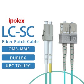 ipolex OM3 LC to SC Fiber Patch Cable -1m (3ft)- LSZH 50/125μm- 10Gb/Gigabit Fiber Optic Cable Cord Multimode Duplex Jumper, Aqua