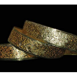 MIABE Ribbons Supplies for 25 Yards Sale Christmas All Gold Round Glitter Dots Wired Ribbon 1 1/2" W for Gift Wrap, Holiday Decor, Garland, Gifts, Wrapping, Wreath, Gift Bow,Craft Projects.