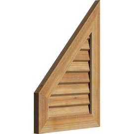Ekena Millwork 20"W x 32"H Half Peaked Top Left (25"W x 38 1/2"H Frame Size) 8/12 Pitch: Unfinished, Non-Functional, Rough Sawn Western Red Cedar Gable Vent w/Decorative Face Frame