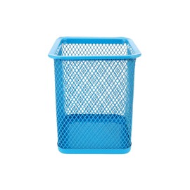 D.RECT Metal Square Pen Holder | Pen Holder Cube Made of Wire Metal | Mesh Multifunctional Cup for Ballpoint Pen Blue