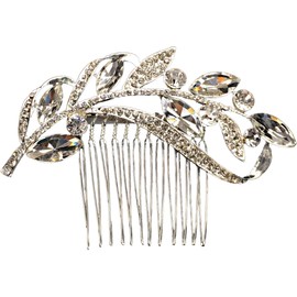 Crystal Wedding Hair Comb Rhinestone Leaf Hair Comb Bling Bridal Headpieces Decorative Head Clip Headwear Bridal Hair Accessories for Women (Style1, One Size)