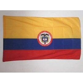 Colombia coat of arms Flag 3' x 5' for a pole - colombian flags 90 x 150 cm - Banner 3x5 ft with hole - AZ FLAG