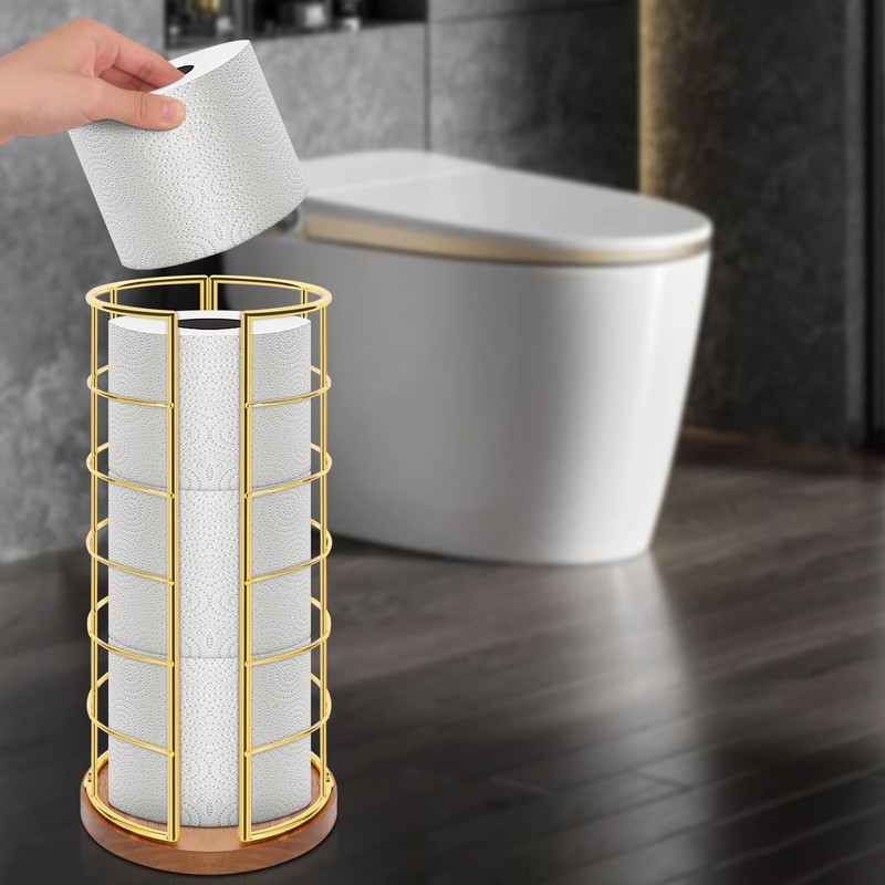 NearMoon Toilet Paper Organizer Stand, Freestanding 3 Rolls Tissue Storage,