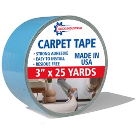 Carpet Tape, Double Sided Rug Tape, Secure Rugs to Hardwood, Laminate, Tile, Carpet, Carpet Grip Tape, Removable Carpet Tape, No damage on carpet, rug or floor, (MADE IN USA), Creme, (3" x 25 Yard)