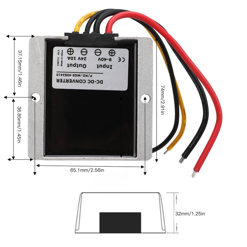 Converter Voltage Regulator 9-40V DC to 24V IP68 Waterproof for