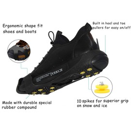 AGOOL Ice Cleats Snow Traction Cleats Crampons for Shoe and Boots Non-Slip Overshoe for Walking on Snow and Ice Rubber Walking Cleats Anti Slip Crampons