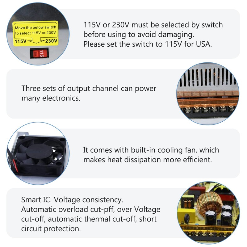 DC Power Supply 24V 1200W, AC 110V-220V to DC 24V
