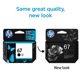 HP 67 Black Ink Cartridge | Works with DeskJet 1255, 2700, 4100 and Envy 6000, 6400 Series, Eligible for Instant Ink, 3YM56AN | Packaging May Vary