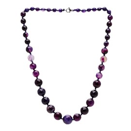 Stunning Agate Gemstone Necklace for Womens and Girls Made From 6-16mm Faceted Natural Agate Gemstone (Purple)