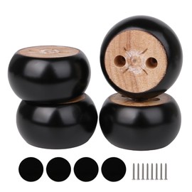 BQLZR Furniture Feet Round Bun Couch Legs Wood Black 40x70mm w/Feet Pad Pack of 4 for Sofa Couch Chair Loveseat Coffee Table Cabinet Furniture
