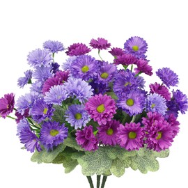 GhuaH 2 Pcs Artificial Flowers for Outdoors Silk Flowers UV Resistant White Faux Flowers for Outdoor Planters Realistic Spring Decor Artificial Dahlia Flowers for Front Door Porch Patio Balcony Yard