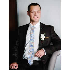 Luckyvestir Ties for Men, Floral Mens Tie Skinny Tie for Men Cotton Floral Necktie for Wedding (flowertie-19)