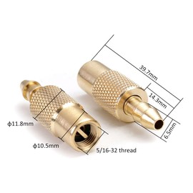 Set of 2 Car Valve Air Chuck, Tyre Inflator Valve Plug Replacement, 6.5 mm Brass Lever Connector Tyre Inflator Nipple