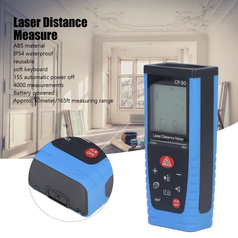 165ft Laser Distance Measure M in Ft Handheld Waterproof Laser