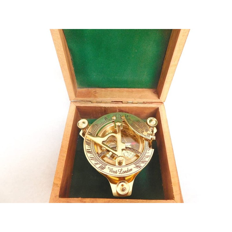 KHUMYAYAD 3" Brass compass sundial maritime nautical vintage antique nautical