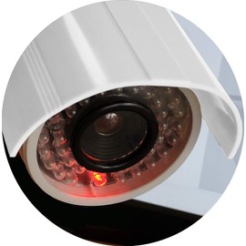 O&W Security 2 x Dummy Camera Fake Surveillance Camera with Lens with Flashing LED, Waterproof, Indoor and Outdoor Use