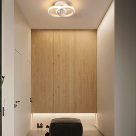 Ceiling Light 2 Circles LED Small Bedroom Lighting Ceiling White Modern Warm Comfortable Ceiling Fixture for Corridor Staircase Office Living Room 22W Warm White Light (White)