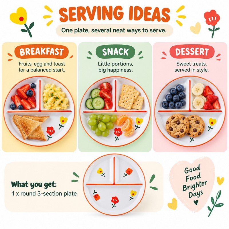 8-Inch Bone China Divided Plate for Breakfast & Meals –