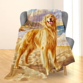 Ti Caldi Cute Golden Retriever Dog Blanket, Soft Lightweight Flannel Throw Blanket for Couch, Bed, Travel & Home Decor, Fuzzy Cozy Warm Blankets for Adults Kids Women Men 60×50 in