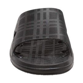 Ad Tec Women’s PVC Slide Sandal, Shower Slipper with Drainage Holes, Comfortable Slides Sandal Non-Slip & Quick Dry, Casual Indoor/Outdoor Slippers Sandal, Black, 7