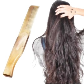 Comb made of polished Himalaya yak horn - anti-static and handmade with individual grain