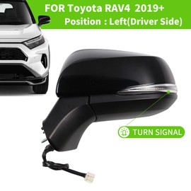 Liizoo Side Mirror for RAV4 2022 2023 Car Door Mirror Fits for Toyota RAV4 2019 2020 2021 Left Driver Side | Power | Heated |Turning Signal |BSM |replace partslink TO1320384, TO1320388| BLACK (LH)