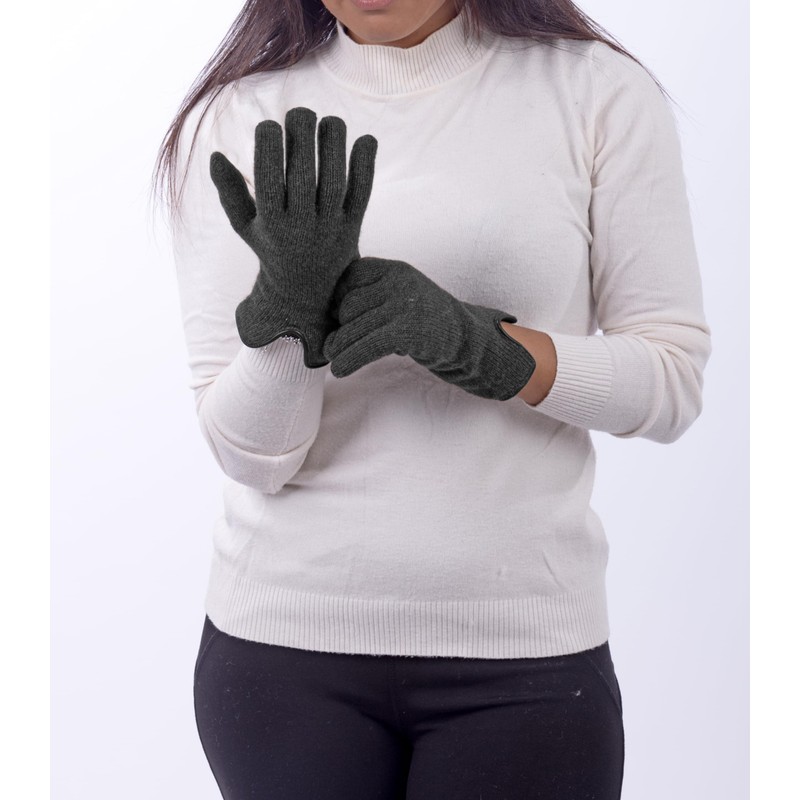 CLASSE77 - Wool Cashmere Gloves Lined with Leather Edging for