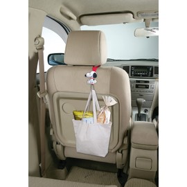 SNOOPY Headrest Hook, Character, Cute, Hanging Storage, Anywhere, Convenient, Velcro Fastening, Durable Carabiner Hook (Also for Strollers), Snoopy