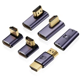 AreMe Adaptador HDMI 2.1 8K (6 unidades), Arriba y Abajo, Izquierda y Derecha 90 grados y 270 grados Macho a Hembra Extensor HDMI Hembra a Hembra y Macho Conector de Extensión HDMI Conector de