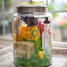 Anchor Hocking 95507 Montana Glass Jar with Airtight Lid, Brushed Metal, 2.5 Gallon