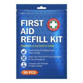 SuccorWare 90 Pieces First Aid Refill Kit - Wound Care Kit Includes Bandages for Home, Travel, Hiking - Portable Replacement Kit for First Aid Medical Supplies（1 Set）