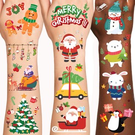 Holiday Temporary Tattoos for Kids Girls Boy Adults, American Holiday Tattoos Stickers, Holiday Party Favors Gifts, Holiday Stocking Stuffers for Kids, Holiday Goodie Bag Stuffers (CHRISTMAS 2)