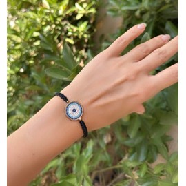 Live Gems | Black String Evil Eye Bracelets for Teen Girls Gold Evil Eye Jewelry Women Beaded Bracelets for Black Thread Adjustable Protection Bracelets