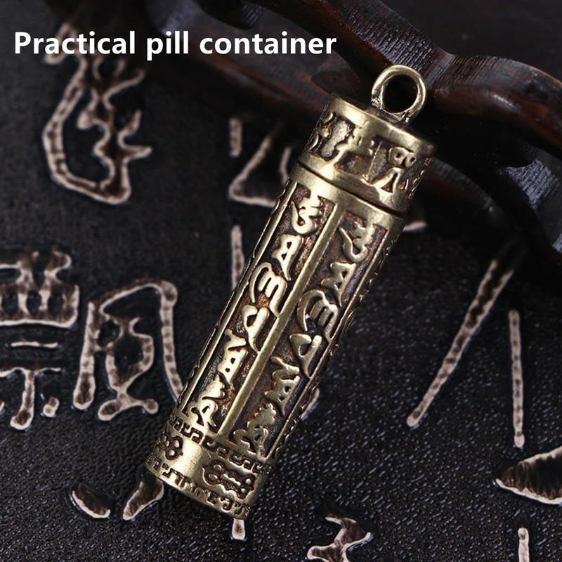 1 Pcs Pocket Pill Case Portable Brass Pill Box with