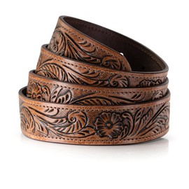 Traditional Leather Belt Handmade – Unique Traditional Leather Belt – Hand-Carved and High-Quality Lederhosen Belt Zacherl, brown