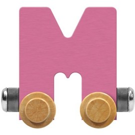 Maple Landmark NameTrain Pastel Letter Car M - Made in USA (Pink)