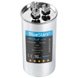 40+10 uf 370-440VAC ±5% Volts Round Run Start Capacitor Electric Replacement Part by BlueStars - Exact Fit for HVAC, Air Conditioners, Heat Pumps