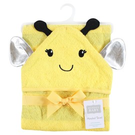 Hudson Baby Unisex Baby Cotton Animal Face Hooded Towel, Yellow Bee, One Size
