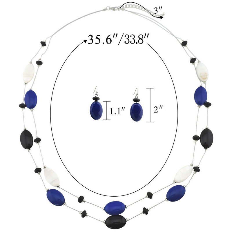 FIRSTMEET 2 Layer Statement red and black Beads Collar Necklace