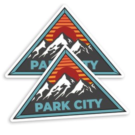 2 x 10cm Wide Park City Resort Vinyl Stickers - Utah USA Skiing Sticker #70403