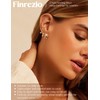 Finrezio 3 Pairs of Earrings Silver 925 Earrings Gold Hoop