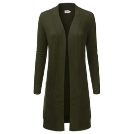 JJ Perfection Womens Casual Long Knit Cardigan Long Sleeve with Pockets Lightweight Open Front Sweater Jacket with Plus Size