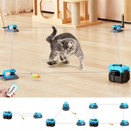 AsFrost Upgraded Interactive Cat Toy for Indoor Cats Chase/Run/Hunt-SkyBlue