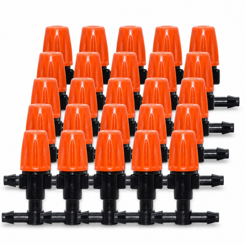Adjustable Misting Nozzles for Drip Irrigation – 25-Piece Plastic Sprinkler