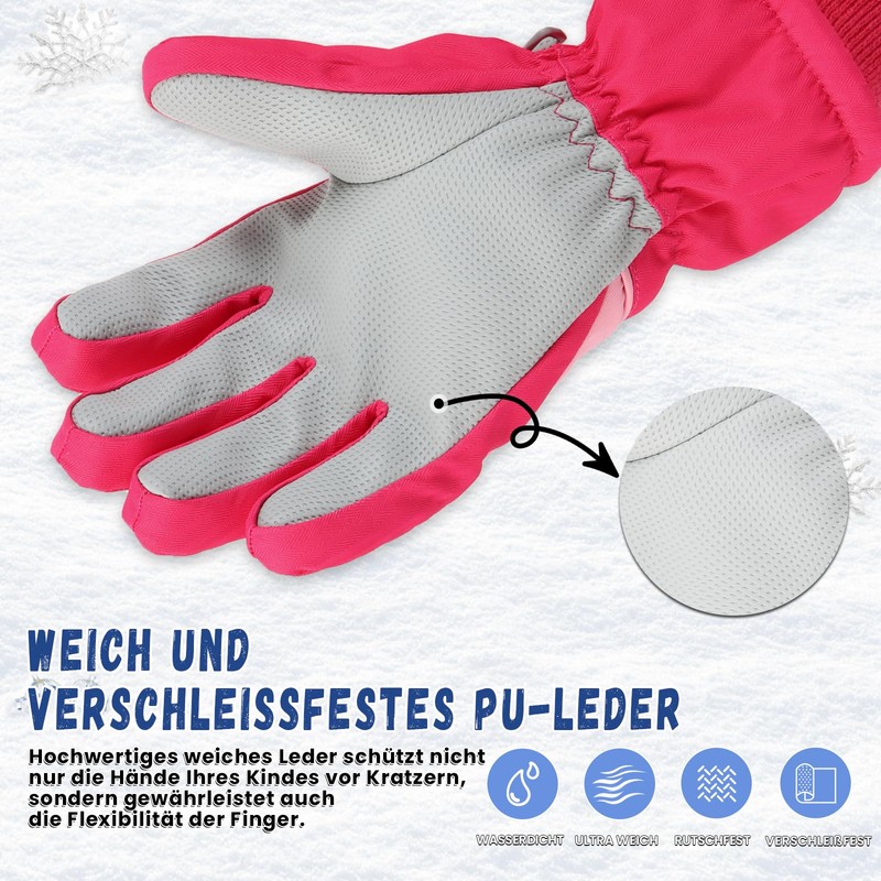 TBoonor Children's Ski Gloves, Winter Gloves with Warm and Breathable