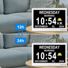 TROCOTN Dementia Clock Large Digital Clock for Seniors (10.1 inch White)