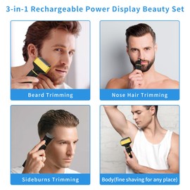 Beanify Electric Razor for Men Women,3 in 1 Travel Cordless Rechargeable Painless Foil Shaver with Led Display,Waterproof Wet & Dry Body Razors for Face Nose Ear Hair (Black)