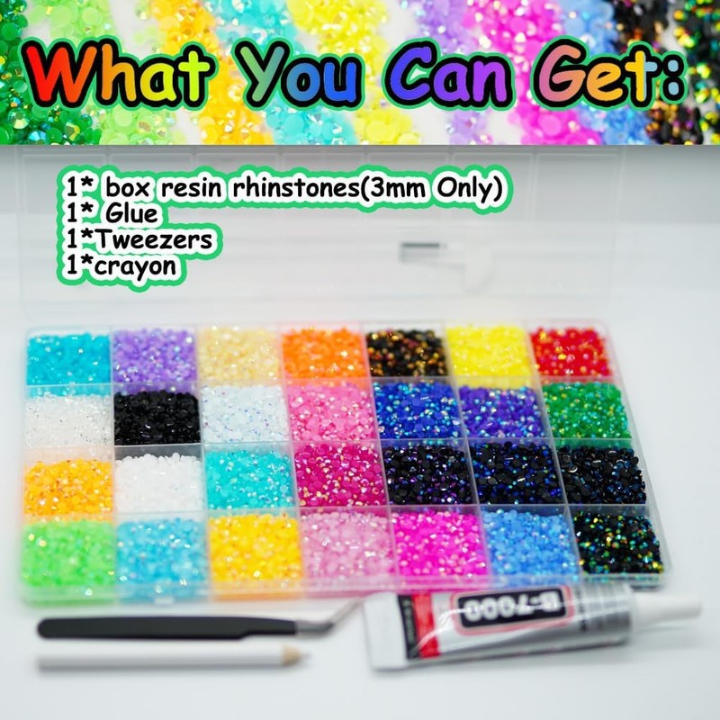 22000pcs Resin Rhinestones for Bedazzling Kit with B7000 for DIY